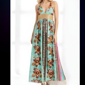 Y2K Tricia Fix Bohemian Halter Neck Maxi Dresses